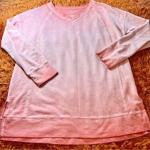 St. John’s Bay Active Oversized Long Sleeve Top sz L pink ombré comfy